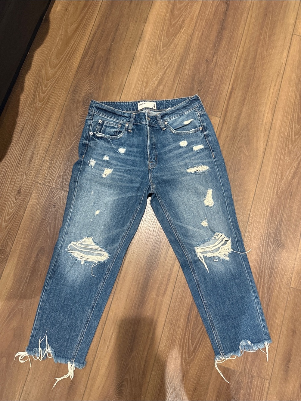 Garage Distressed Blue Cropped Ankle Jeans